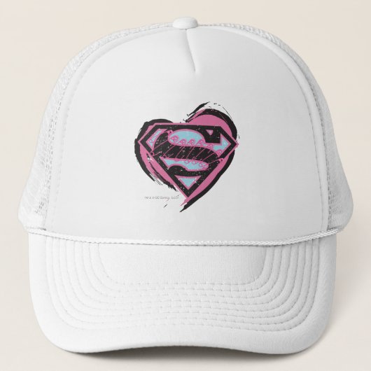 Supergirl roze Logo in hart Trucker Pet (Voorkant)