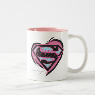 Supergirl roze Logo in hart Tweekleurige Koffiemok