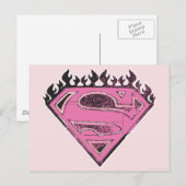 Supergirl roze Logo met vlammen Briefkaart (Voorkant / Achterkant)