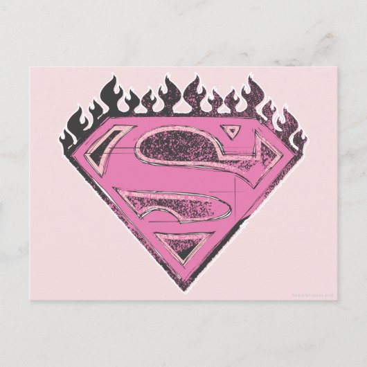 Supergirl roze Logo met vlammen Briefkaart (Voorkant)