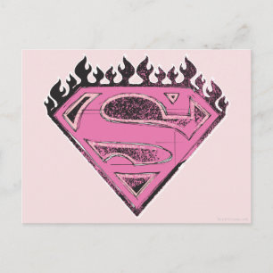 Supergirl roze Logo met vlammen Briefkaart