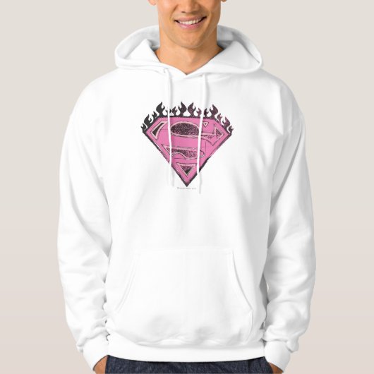 Supergirl roze Logo met vlammen Hoodie (Voorkant)