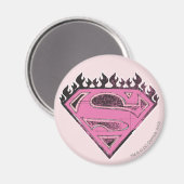 Supergirl roze Logo met vlammen Magneet (Voorkant / Achterkant)
