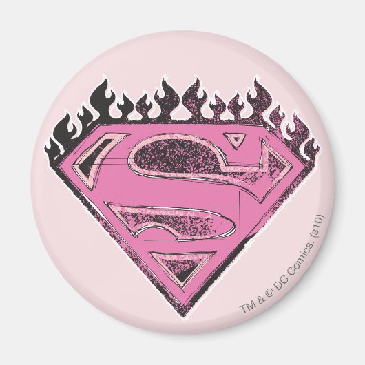 Supergirl roze Logo met vlammen Magneet (Voorkant)