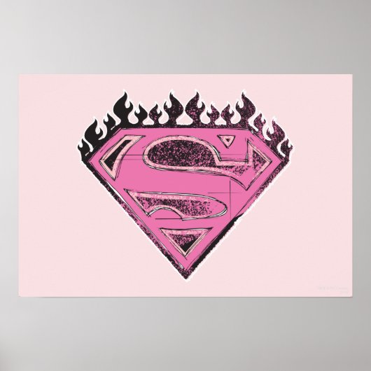 Supergirl roze Logo met vlammen Poster (Voorkant)