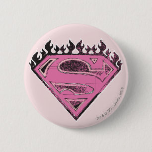 Supergirl roze Logo met vlammen Ronde Button 5,7 Cm