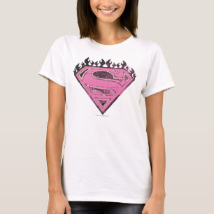 Supergirl roze Logo met vlammen T-shirt