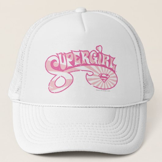Supergirl roze Logo Star Burst Trucker Pet (Voorkant)