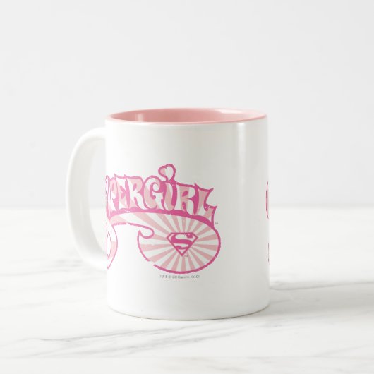 Supergirl roze Logo Star Burst Tweekleurige Koffiemok (Voorkant links)