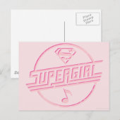 Supergirl roze muzieknotitie briefkaart (Voorkant / Achterkant)
