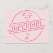 Supergirl roze muzieknotitie briefkaart (Voorkant)