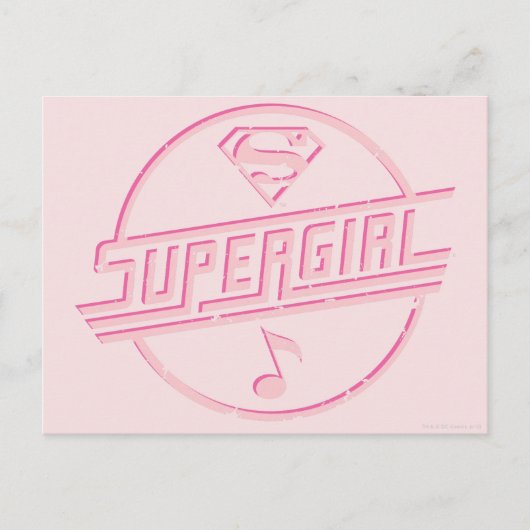Supergirl roze muzieknotitie briefkaart (Voorkant)