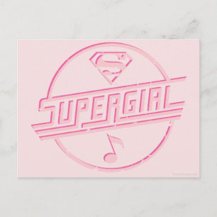 Supergirl roze muzieknotitie briefkaart