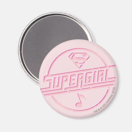Supergirl roze muzieknotitie magneet (Voorkant / Achterkant)