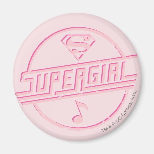 Supergirl roze muzieknotitie magneet (Voorkant)
