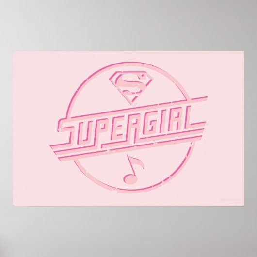 Supergirl roze muzieknotitie poster (Voorkant)