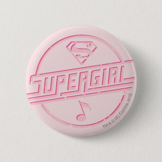 Supergirl roze muzieknotitie ronde button 5,7 cm (Voorkant)