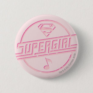 Supergirl roze muzieknotitie ronde button 5,7 cm