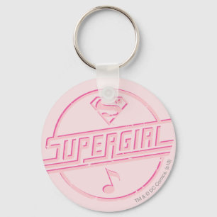 Supergirl roze muzieknotitie sleutelhanger