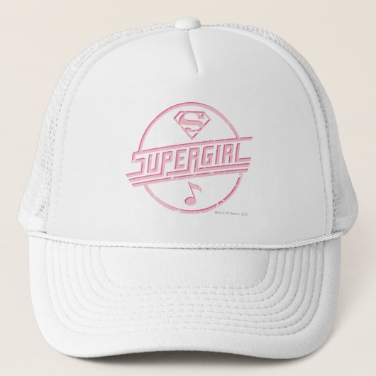 Supergirl roze muzieknotitie trucker pet (Voorkant)