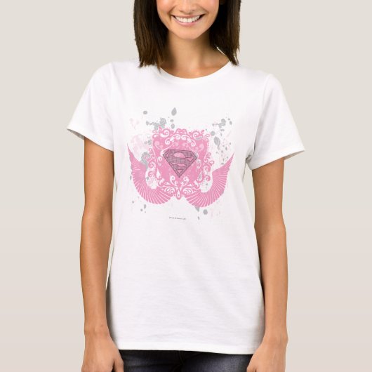 Supergirl roze ontwerp t-shirt (Voorkant)