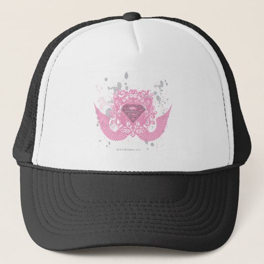 Supergirl roze ontwerp trucker pet (Voorkant)