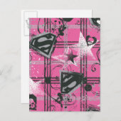 Supergirl roze plein briefkaart (Voorkant / Achterkant)