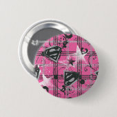 Supergirl roze plein ronde button 5,7 cm (Voorkant /achterkant)