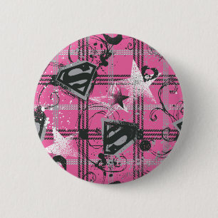 Supergirl roze plein ronde button 5,7 cm