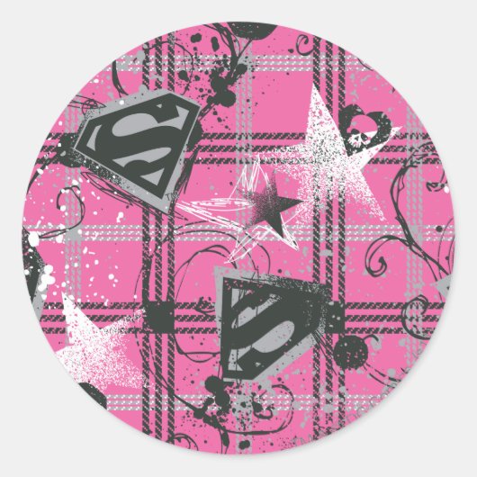 Supergirl roze plein ronde sticker (Voorkant)