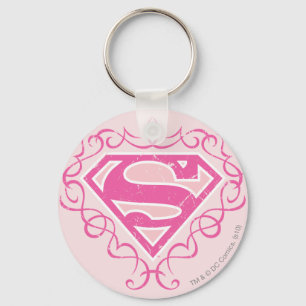 Supergirl Roze Strepen Sleutelhanger