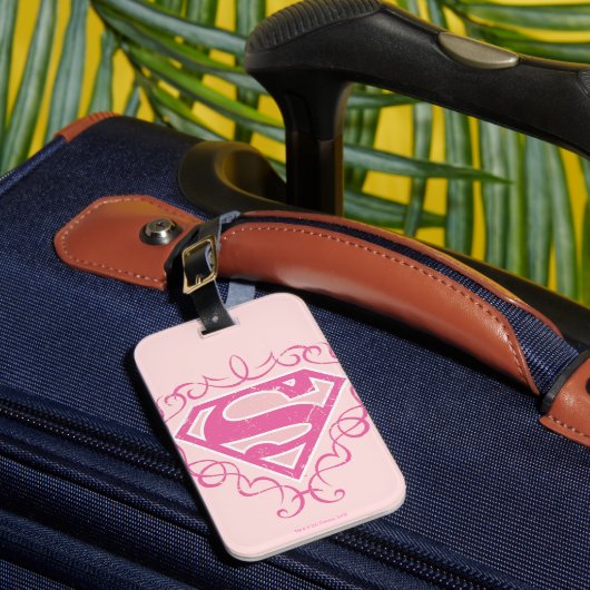 Supergirl roze strepjes bagagelabel (Voorkant Insitu 1)