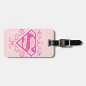 Supergirl roze strepjes bagagelabel (Voorkant horizontaal)