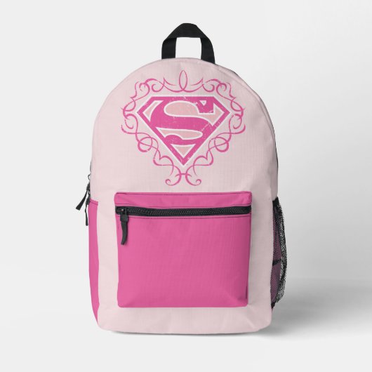 Supergirl roze strepjes bedrukte rugzak (Voorkant)