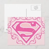 Supergirl roze strepjes briefkaart (Voorkant / Achterkant)