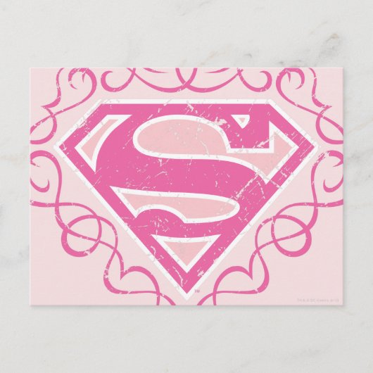 Supergirl roze strepjes briefkaart (Voorkant)