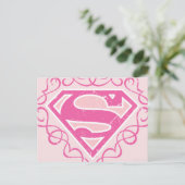 Supergirl roze strepjes briefkaart (Staand voorkant)