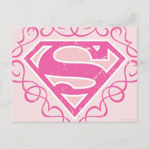 Supergirl roze strepjes briefkaart