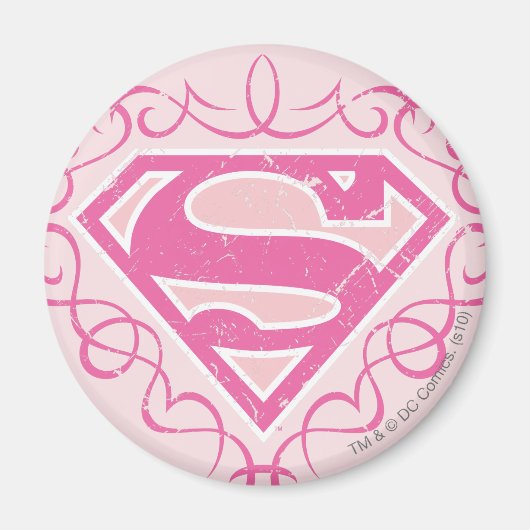 Supergirl roze strepjes magneet (Voorkant)