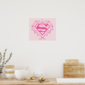 Supergirl roze strepjes poster (Keuken)
