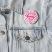 Supergirl roze strepjes ronde button 5,7 cm (In situ)