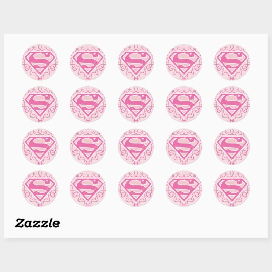 Supergirl roze strepjes ronde sticker (Vel)