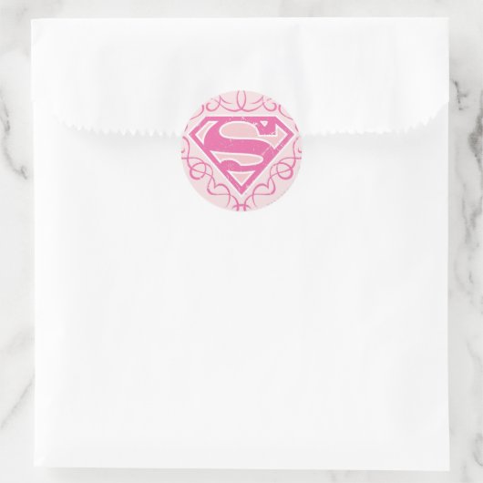 Supergirl roze strepjes ronde sticker (Tas)