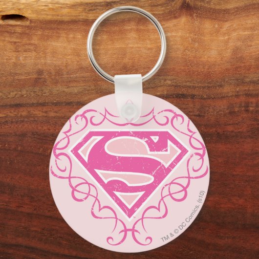 Supergirl roze strepjes sleutelhanger (Voorkant)