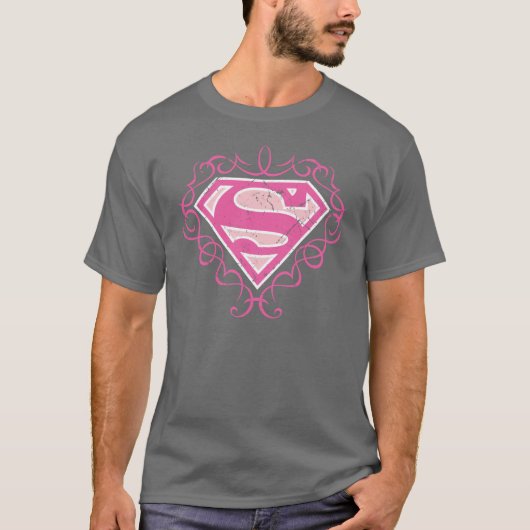 Supergirl roze strepjes t-shirt (Voorkant)