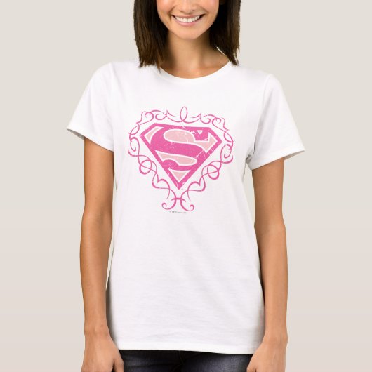 Supergirl roze strepjes t-shirt (Voorkant)
