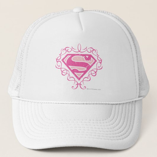 Supergirl roze strepjes trucker pet (Voorkant)