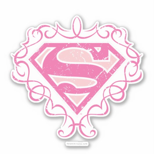 Supergirl roze stripes sticker (Voorkant)