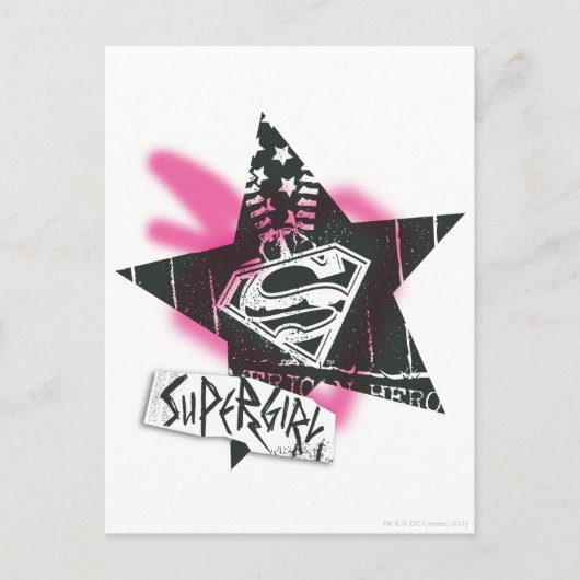 Supergirl roze verfster briefkaart (Voorkant)