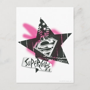 Supergirl roze verfster briefkaart